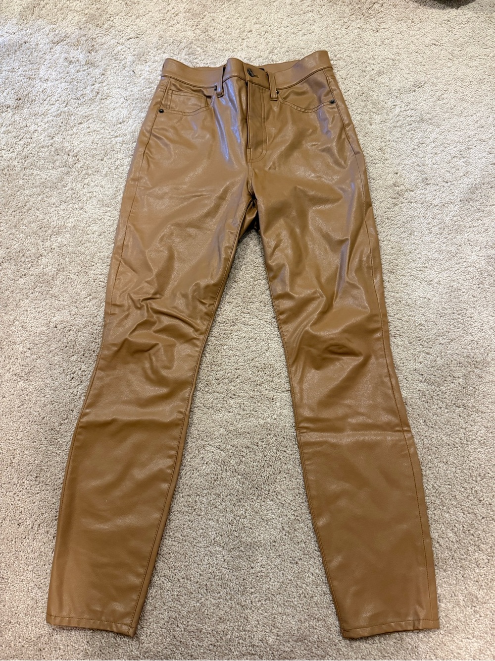 Veronica Beard Slim Faux-Leather Jeans in Brown